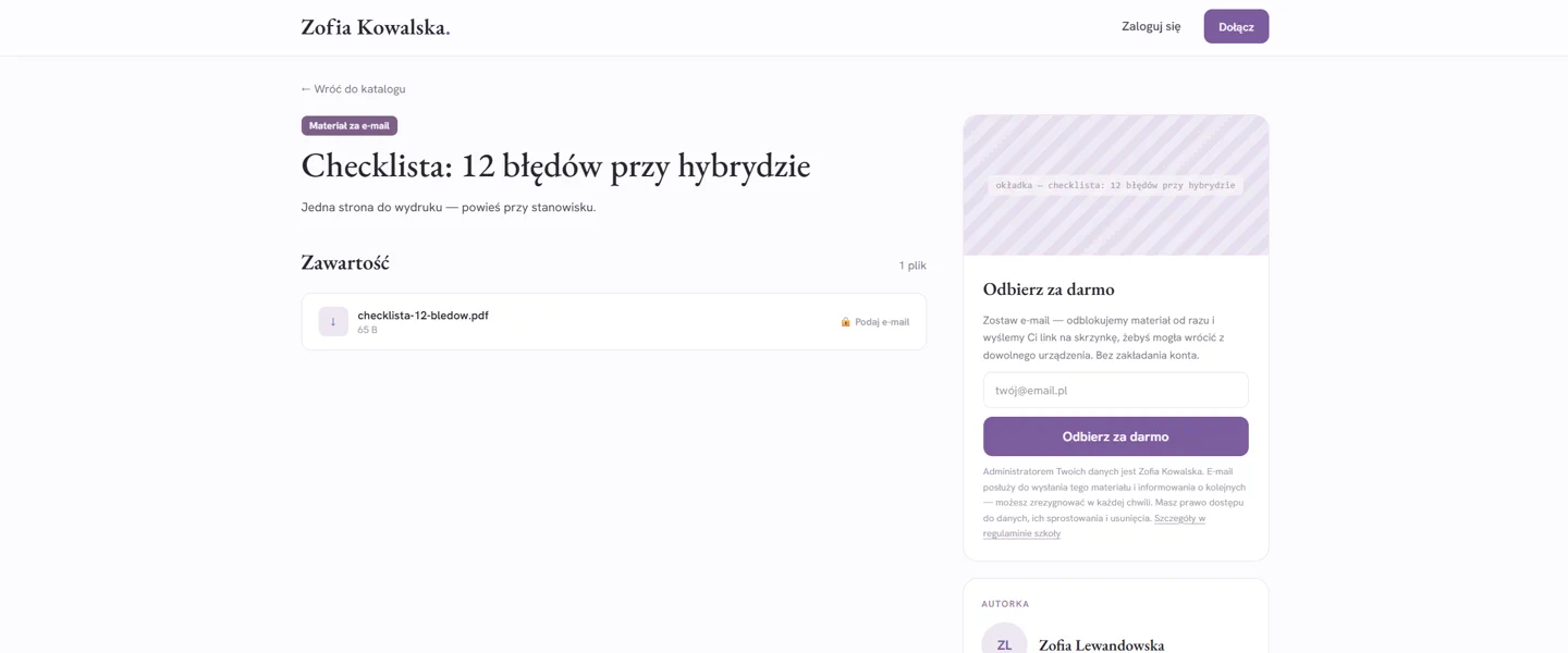 Darmowy materiał za adres e-mail